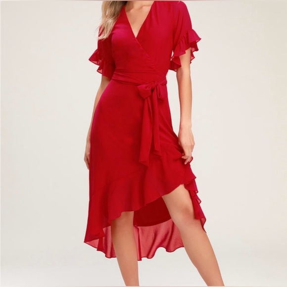 Lulus - High-Low Wrap Dress (size S) - Picture 3 of 4